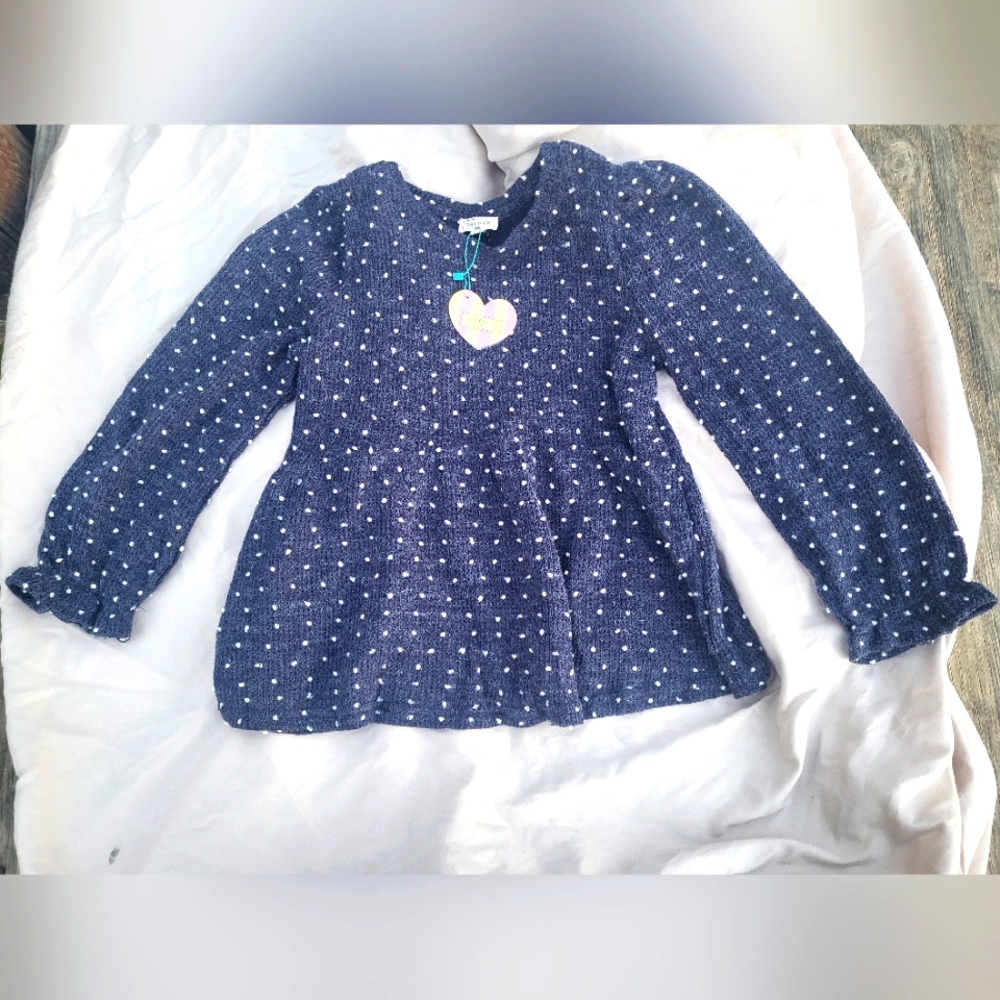 Hayden Girl's Pom Pom Baby Doll Top New with Tags Size Large Ruffle Cuffs